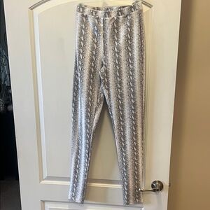 naked wardrobe White and Gray Snake-Print Leggings